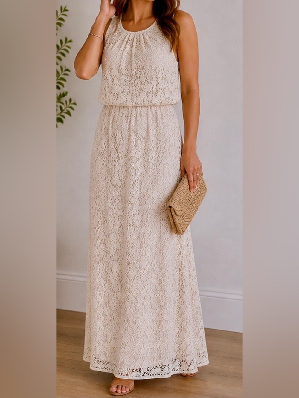 London Times Ivory Lace Maxi Dress Size 10